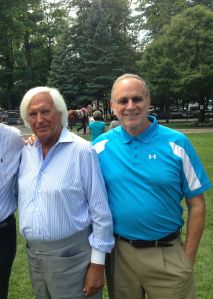 Former Nets owner Joe Taub (left) and Peter Vecsey