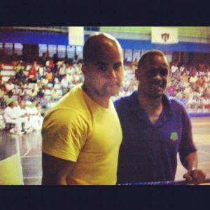 Brin-Jonathan Butler (left) and Cuban boxing champion Felix Savon in 2007.